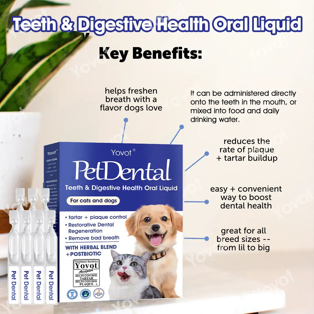 [Official USA Store] 𝐘𝐨𝐯𝐨𝐭® 𝐏𝐞𝐭 𝐃𝐞𝐧𝐭𝐚𝐥 & 𝐃𝐢𝐠𝐞𝐬𝐭𝐢𝐯𝐞 𝐇𝐞𝐚𝐥𝐭𝐡 𝐎𝐫𝐚𝐥 𝐒𝐨𝐥𝐮𝐭𝐢𝐨𝐧 – Freshen Breath, Remove Tartar & Promote gum regeneration, stabilize teeth (for Cats & Dogs)  – Save 80% Today!