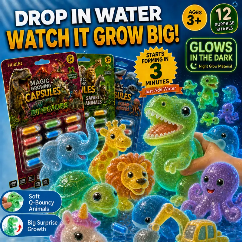 Save 50% by Ordering Today丨HUBUQ® Grow-in-Water Animal Capsules – Watch Them Expand Into Soft Animal Shapes 💧