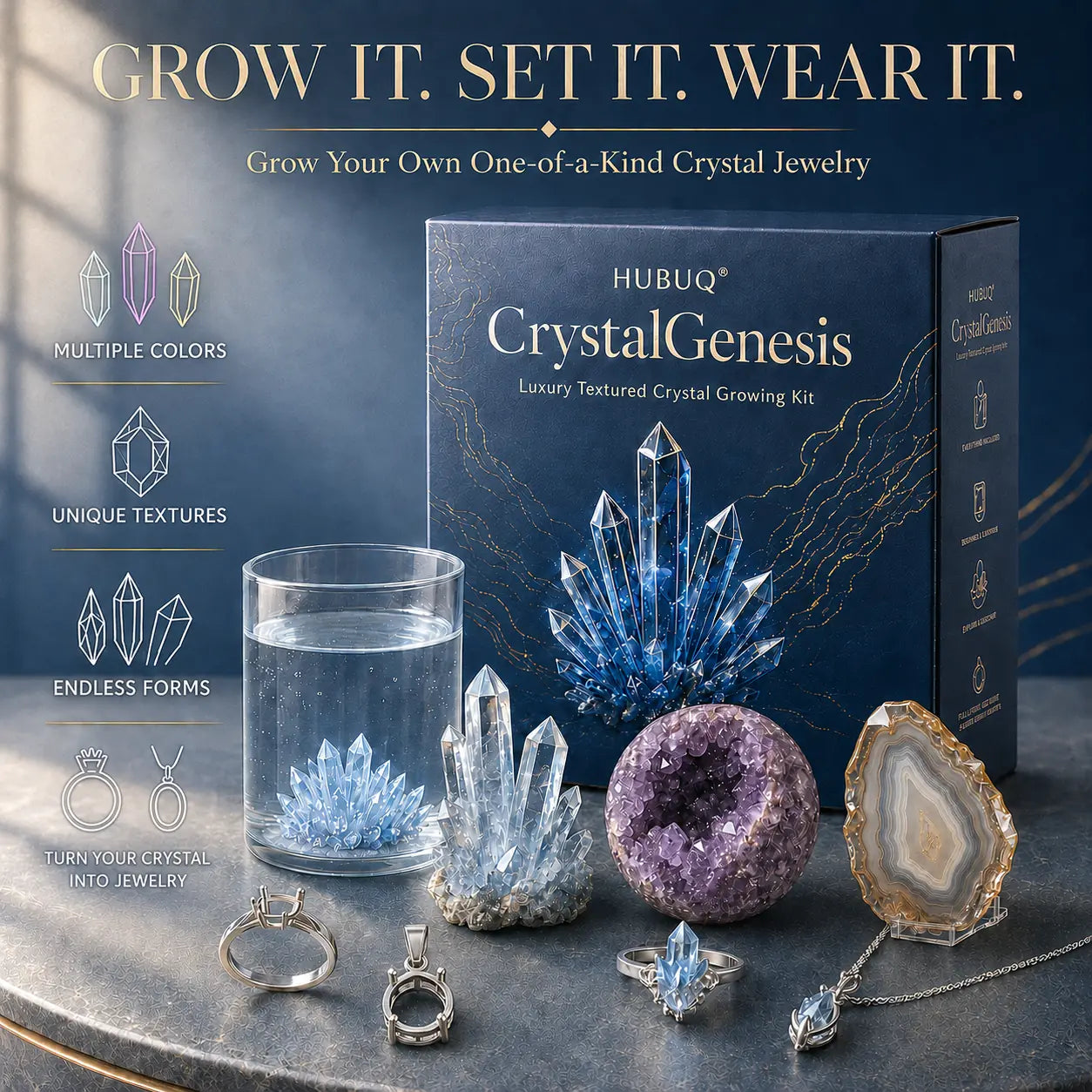 Save 50% by ordering today丨HUBUQ® CrystalGenesis — Luxury Textured Crystal Growing Kit💎