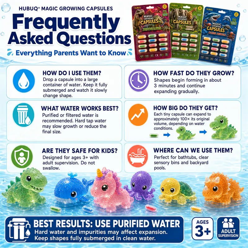 Save 50% by Ordering Today丨HUBUQ® Grow-in-Water Animal Capsules – Watch Them Expand Into Soft Animal Shapes 💧