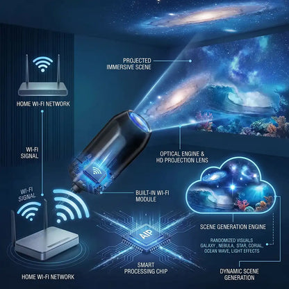 Topacme® Night Light Projector - Smart Holographic Star Projector
